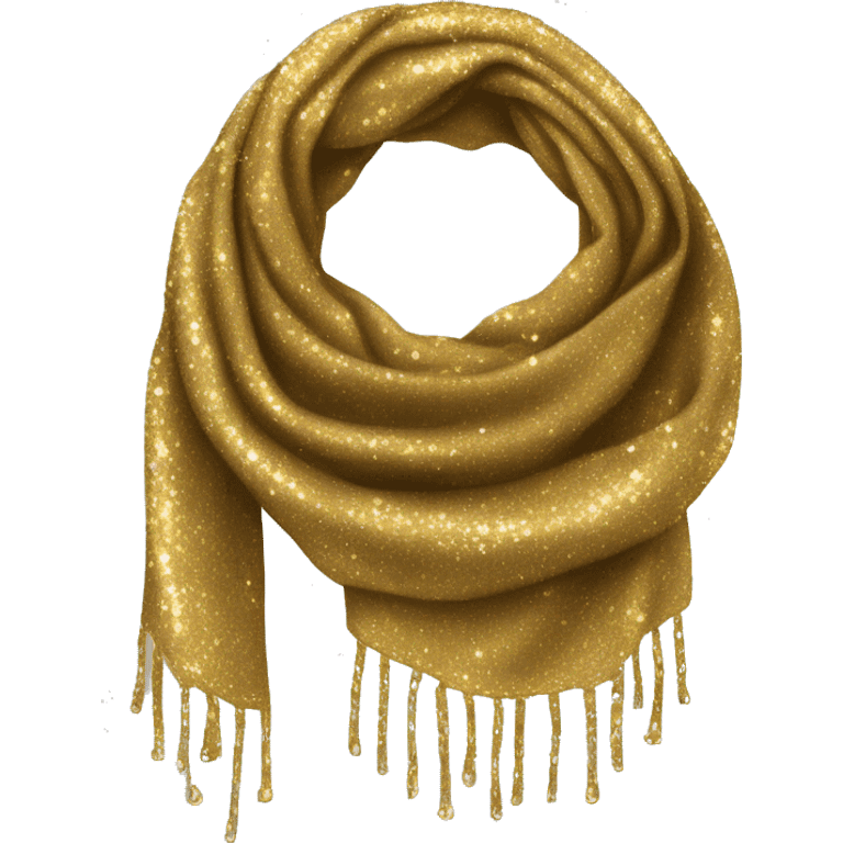 Realistic glitter gold winter scarf isolated.  emoji