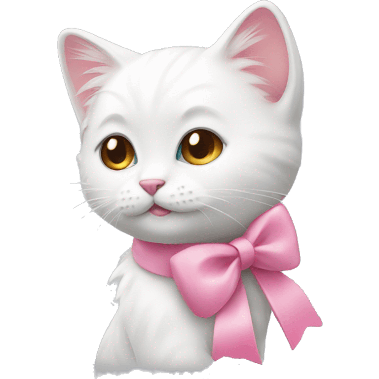 white kitty with pink bow emoji