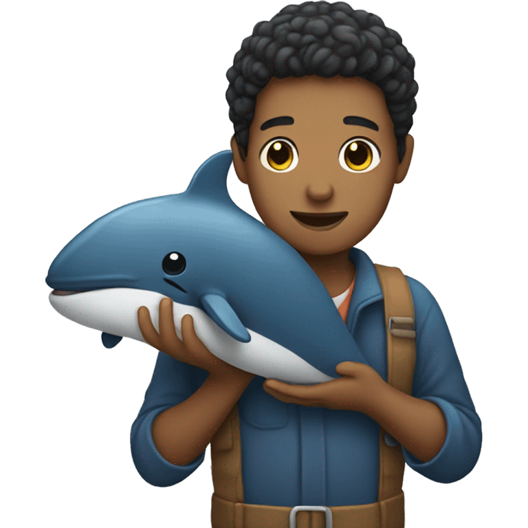 A person holding a whale  emoji