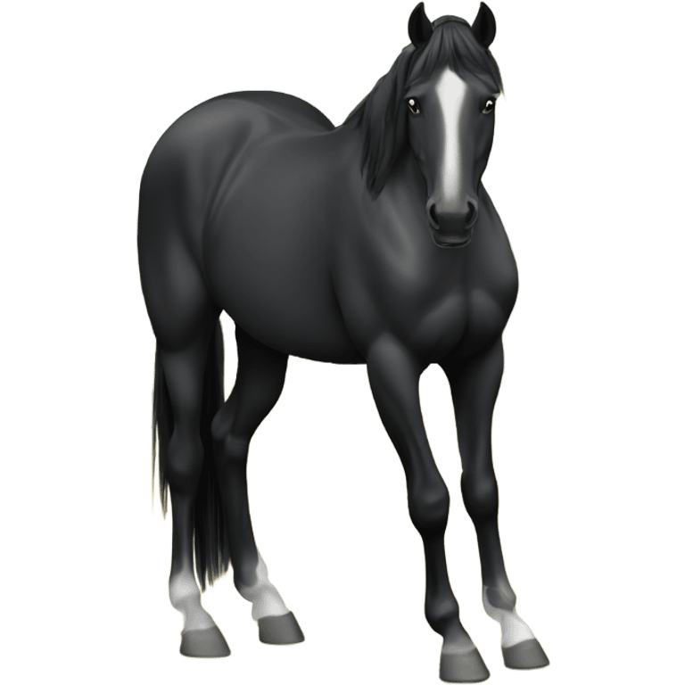 Black quarter horse with small white spot on forehead emoji