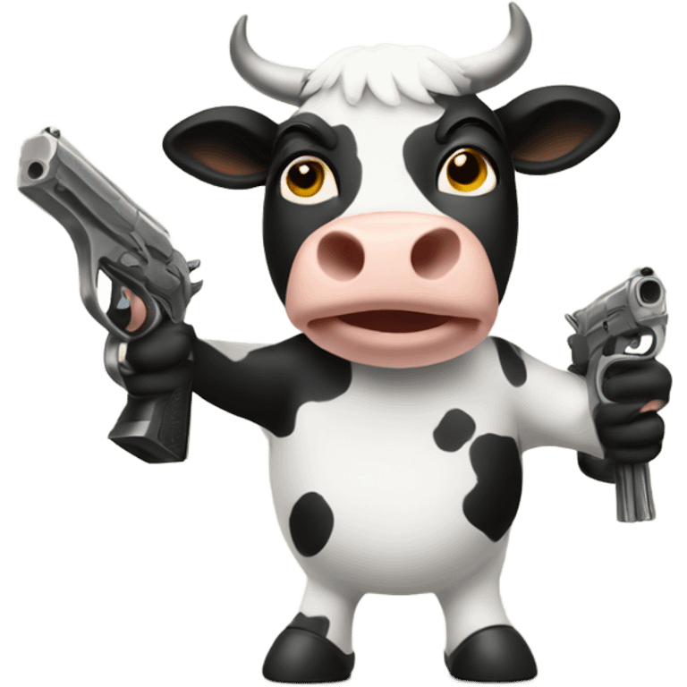 Cow holding a gun  emoji