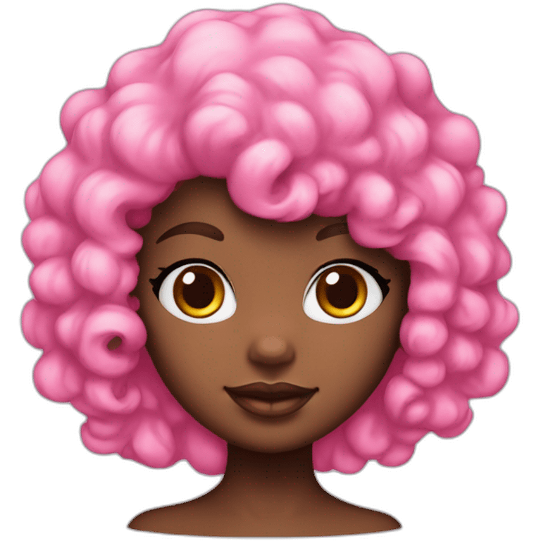 Hello kitty hat black girl with curly hair with the front of her hair being pink emoji