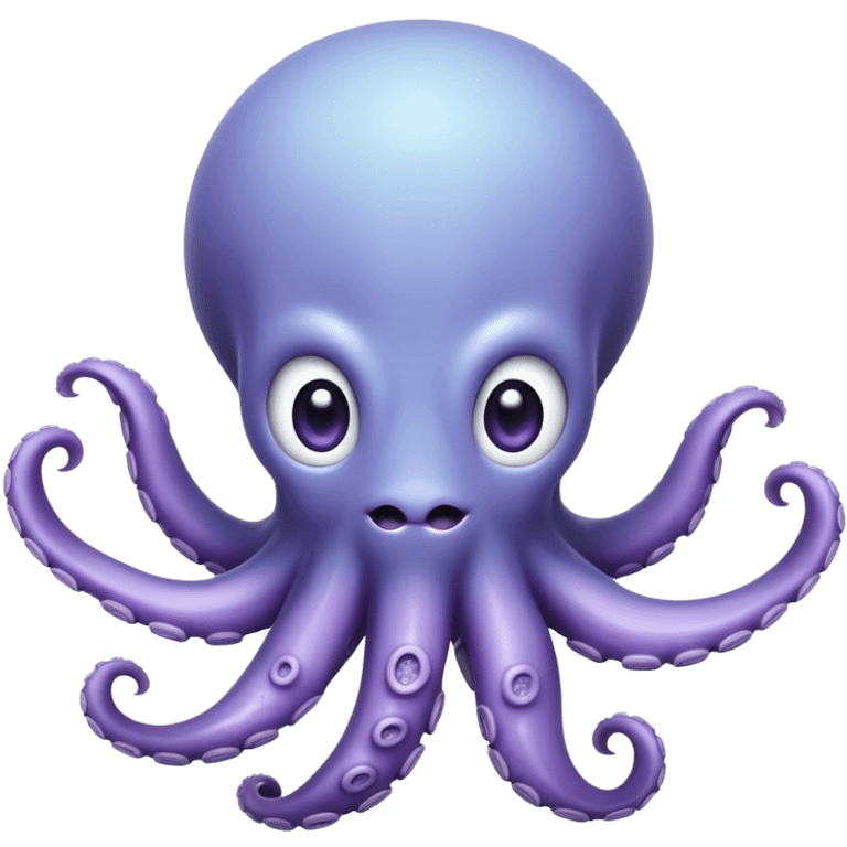 Cinematic Comical Baby Octopus Portrait Emoji, Tentacles slightly flared in a playful, exaggerated gesture, featuring a light blue-purple, rounded body with dramatically wide, hilariously expressive eyes full of surprise and innocent mischief, Simplified yet hilariously endearing features, highly detailed, glowing with a soft oceanic radiance, high shine, dramatic yet lovable, stylized with a dash of whimsical underwater mischief, soft glowing outline, capturing the essence of a delightfully silly little octopus that looks like it just made a clumsy, adorable mistake! emoji