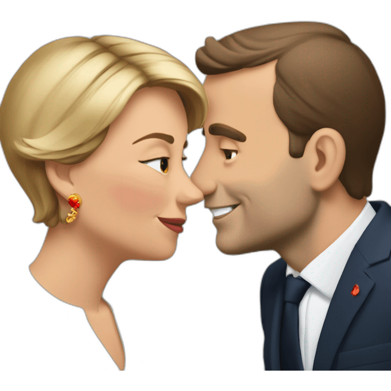 Macron qui fais un bisou à Birgit emoji