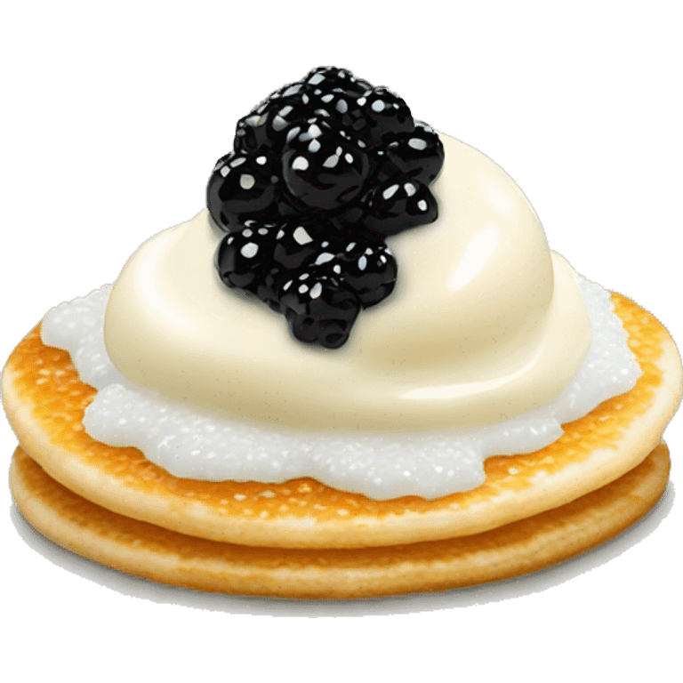 Caviar on blinis with creme fresh emoji