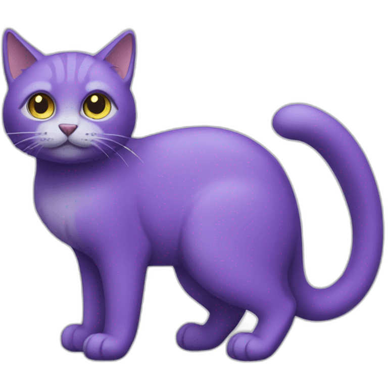 purple cat with long tail emoji