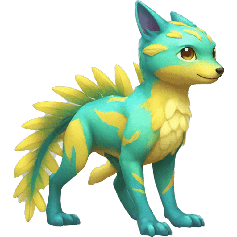 Cute cool shiny colorful fantasy animal hybrid Fakemon full body emoji