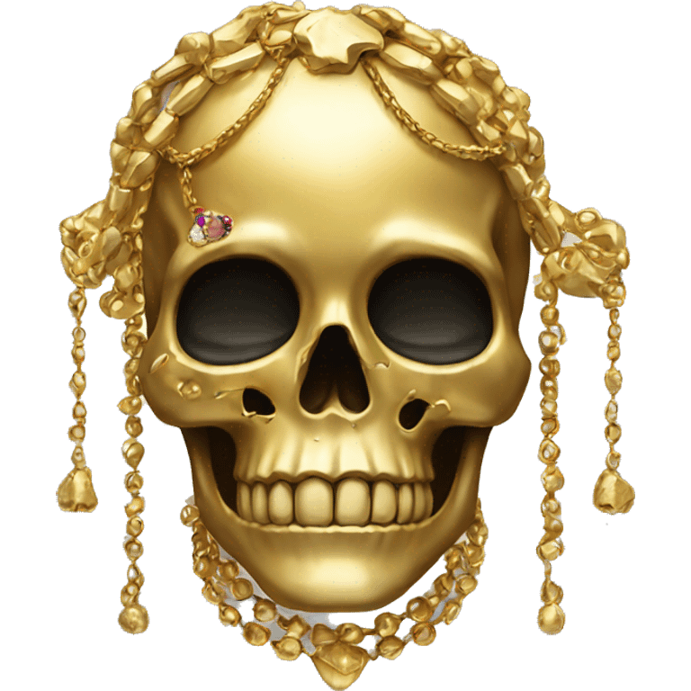 golden skull with jewelry emoji