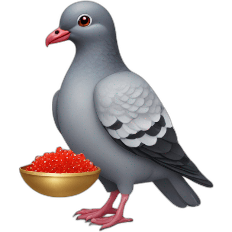 pidgeon holding red caviar in hand emoji