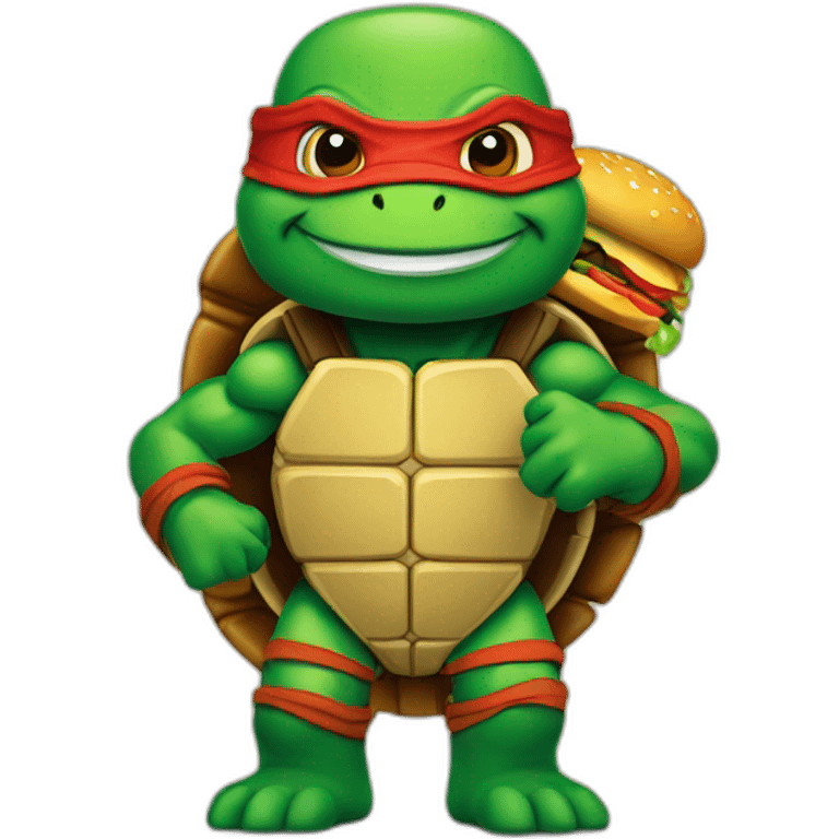 ninja turtle eat hamburger emoji