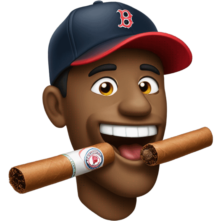 Man wearing a Red Sox hat, smoking a cigar emoji