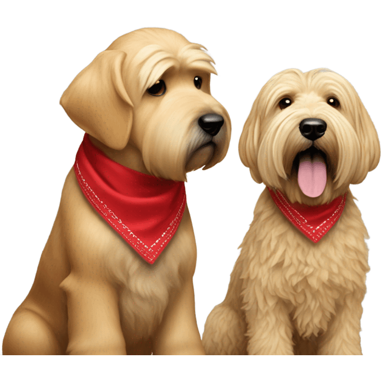 President Donald trump and wheaten terrier wearing a red bandana emoji