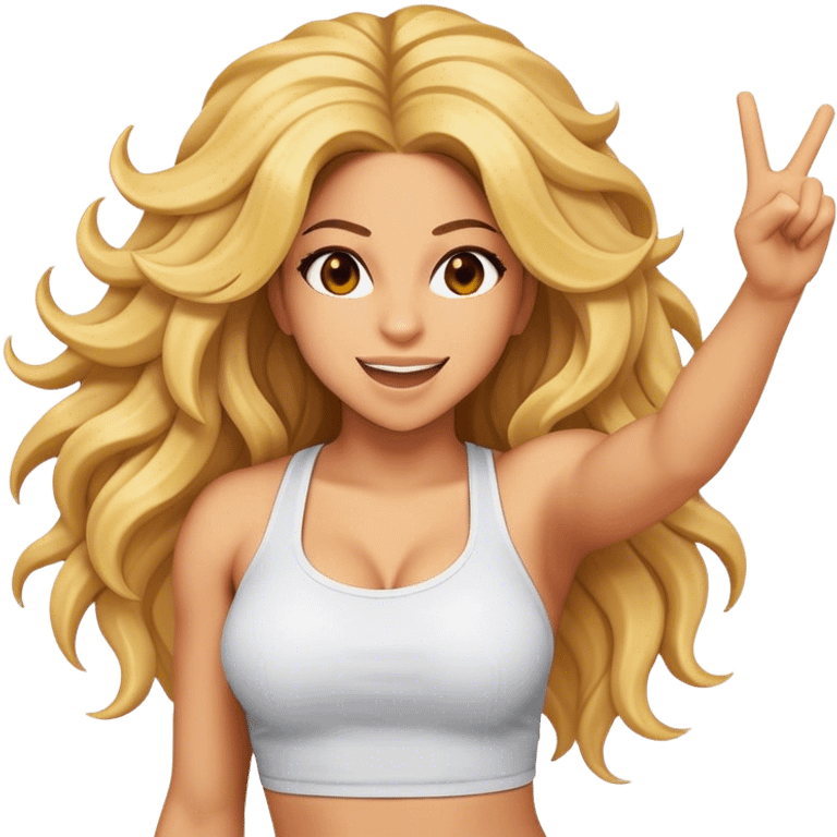 Cinematic Realistic Shakira Portrait Emoji, depicted as a dynamic charismatic pop icon with energetic movement and expressive features, rendered with vibrant textures and dynamic modern lighting that captures her global appeal. emoji