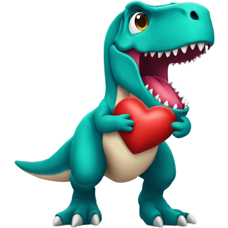 A t-Rex holding a heart  emoji