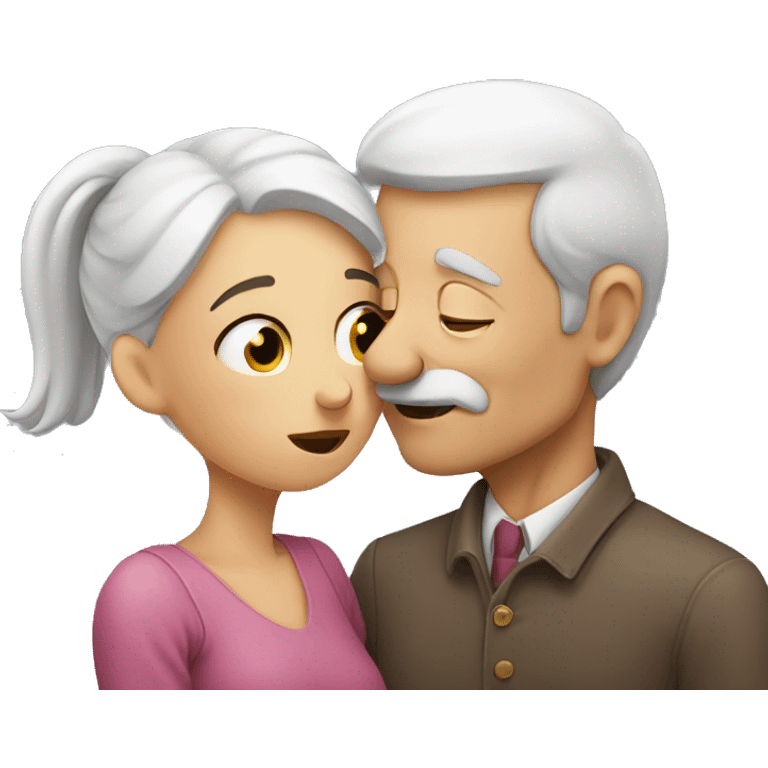 An old man kisses his girl emoji