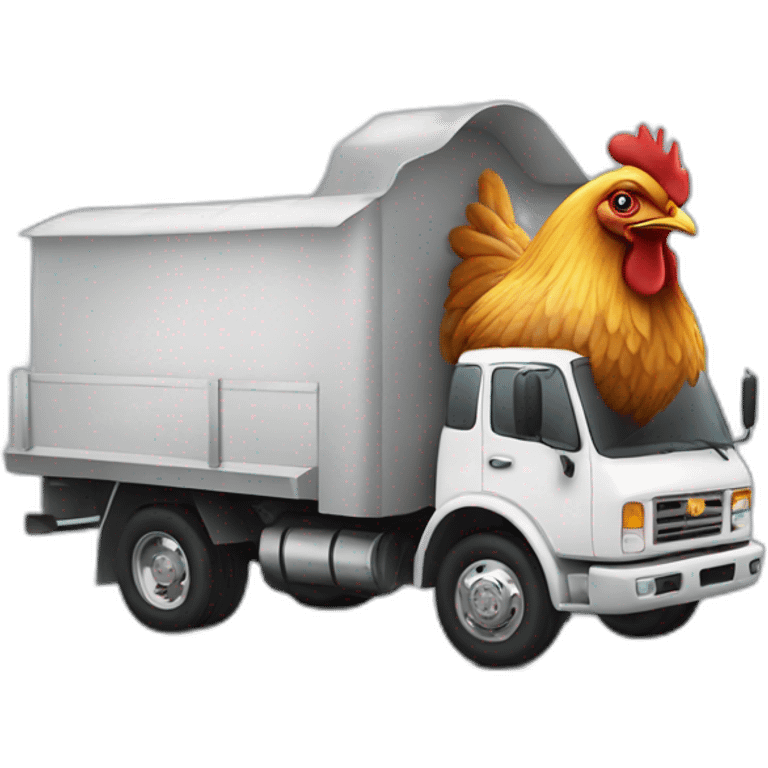 chicken driving an idling truck emoji