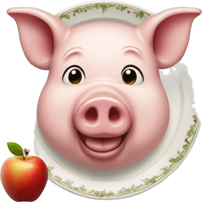 Pig on a serving platter with an apple in their mouth emoji