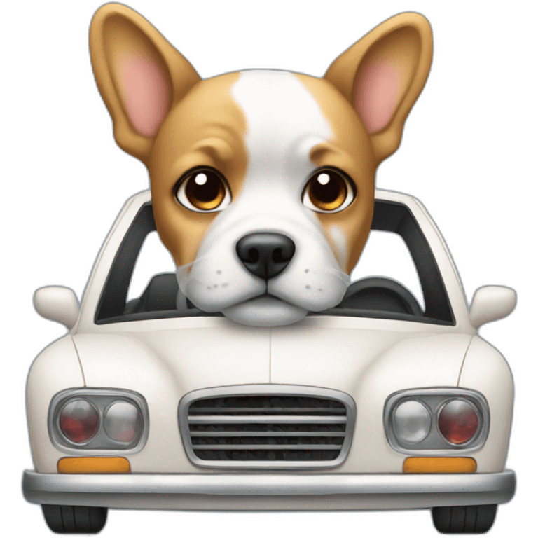 Car with soft dog emoji