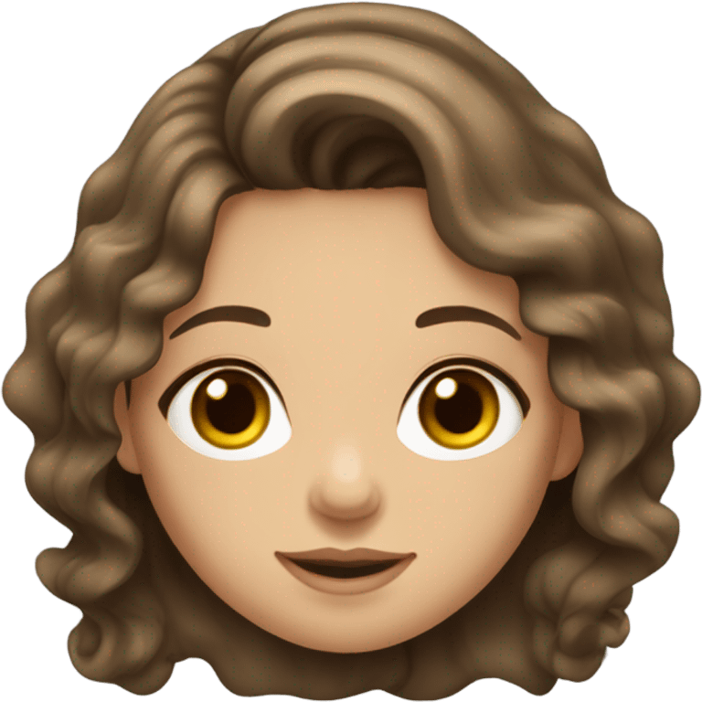 Russian brunette long wavy hair girl hazel eyes realistic emoji