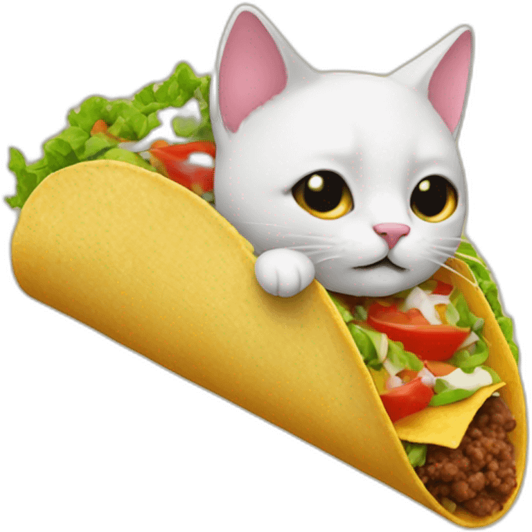 cat's head sticking out of the end of a taco emoji