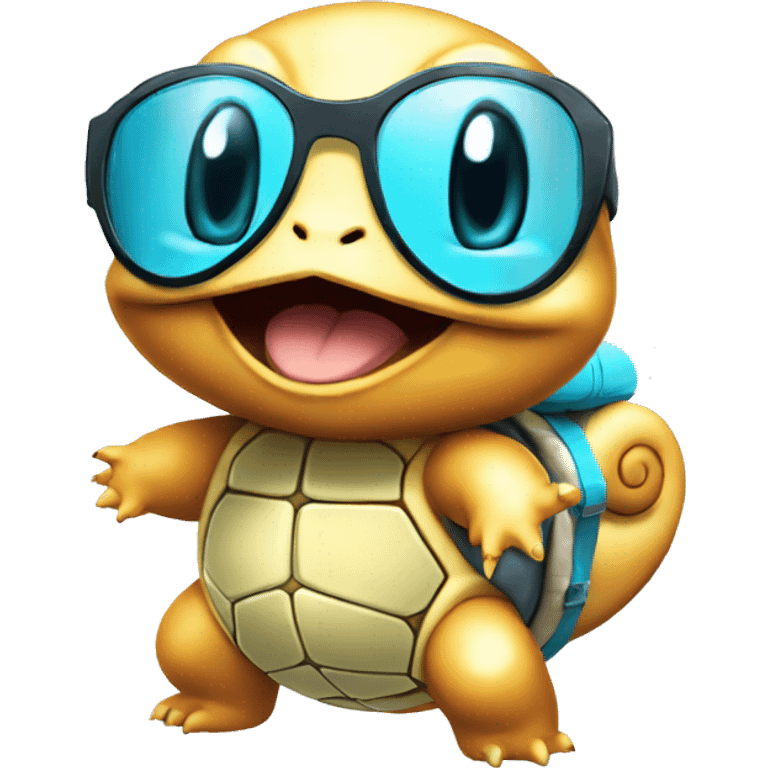 Squirtle honkin partying with sun glasses emoji