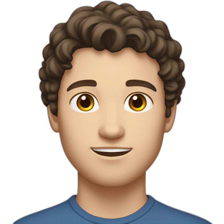 young caucasian male with darkbrown slightly curly hair, shaved emoji