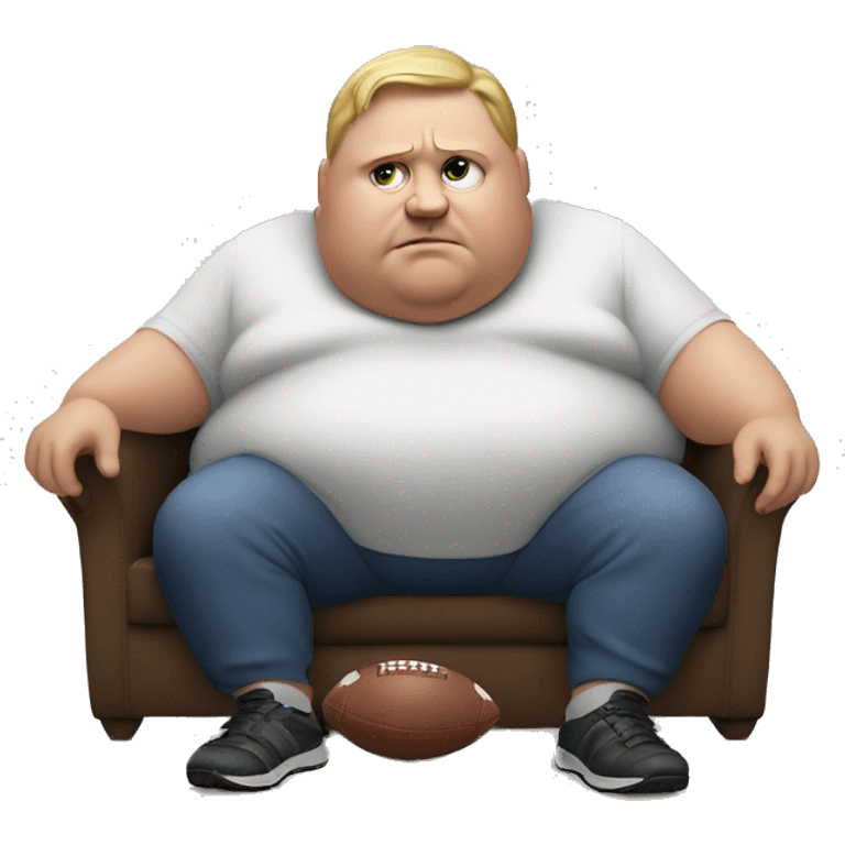 Morbidly obese man watching football emoji