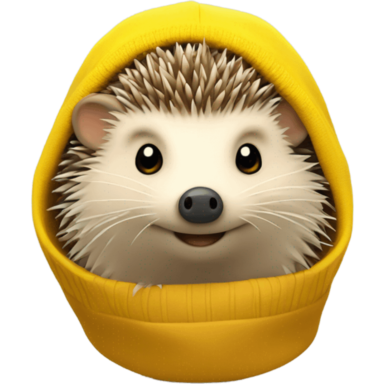 Hedgehog wearing a yellow beanie emoji