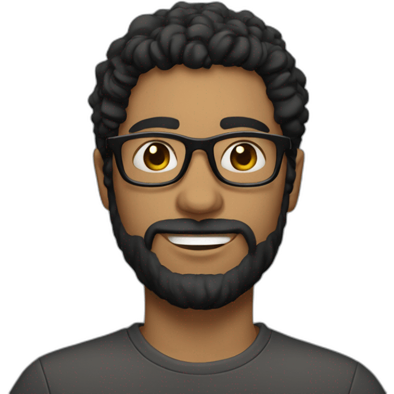 A fair skinned man with a light beard, wearing glasses with shaggy black hair emoji