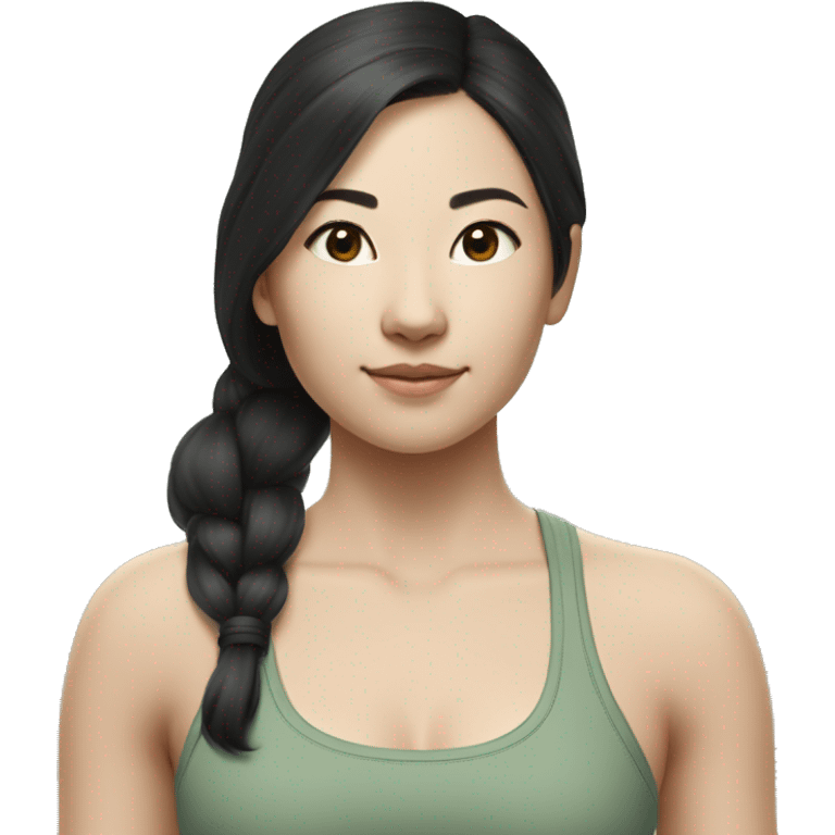 wasian yoga girl sage green lululemon set, black hair emoji