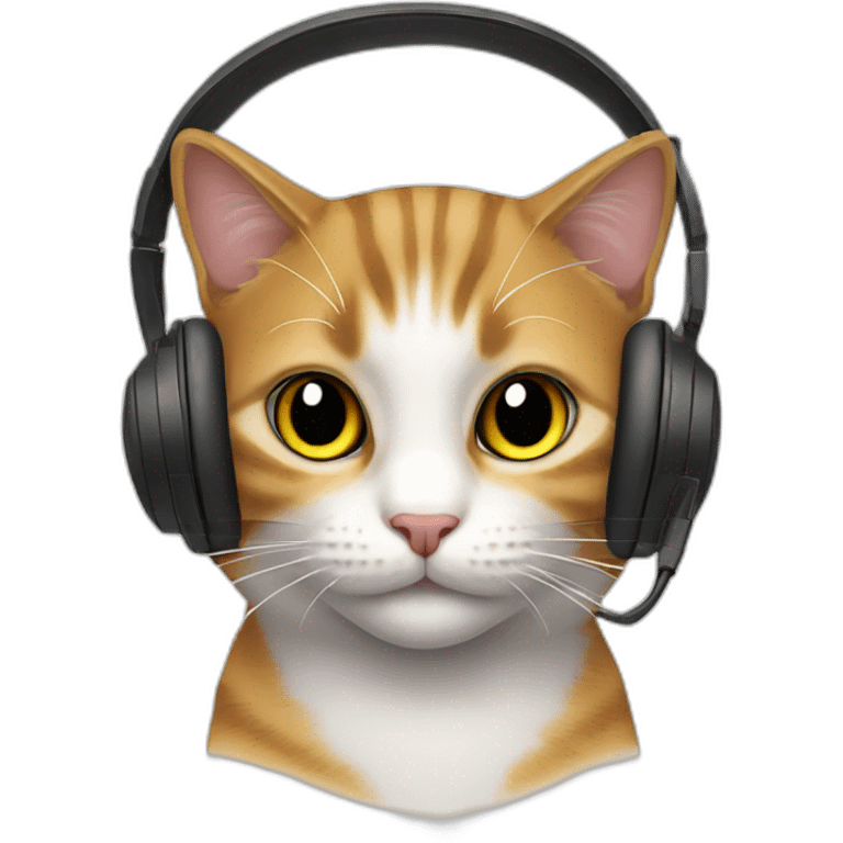 cat playing in computers headset emoji