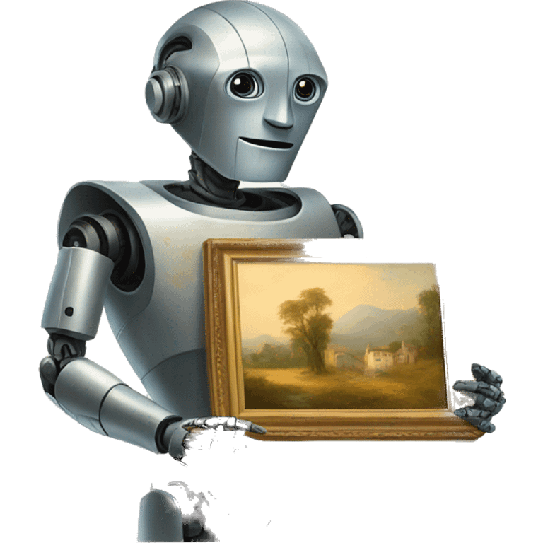 robot holding beautiful painting emoji