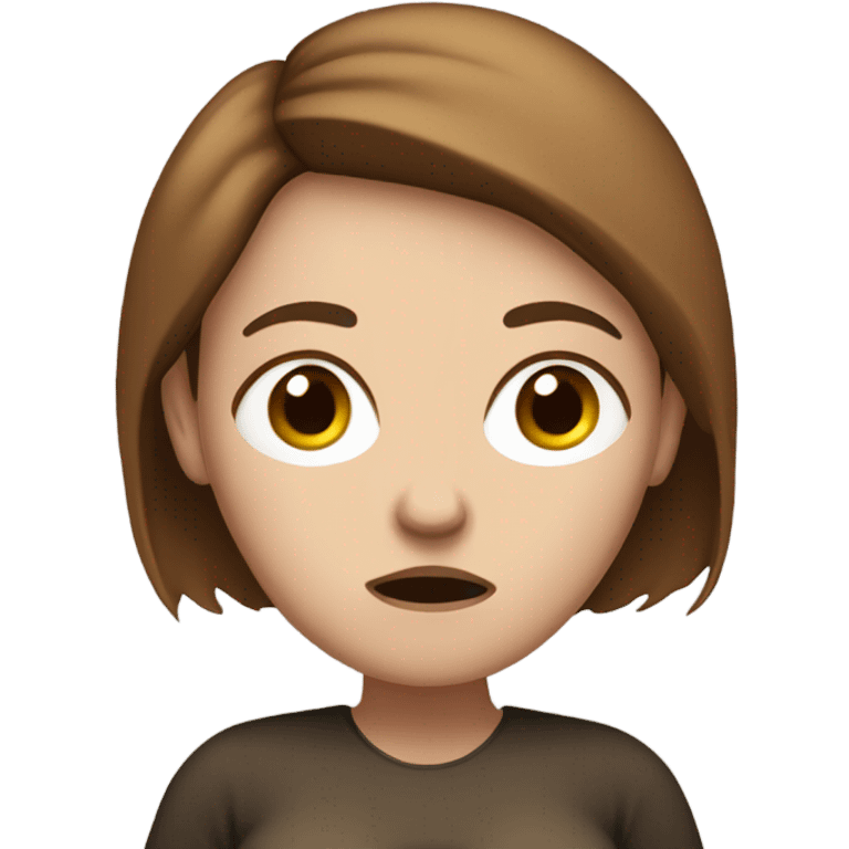 Uncomfortable and angry white pregnant woman with brown hair emoji