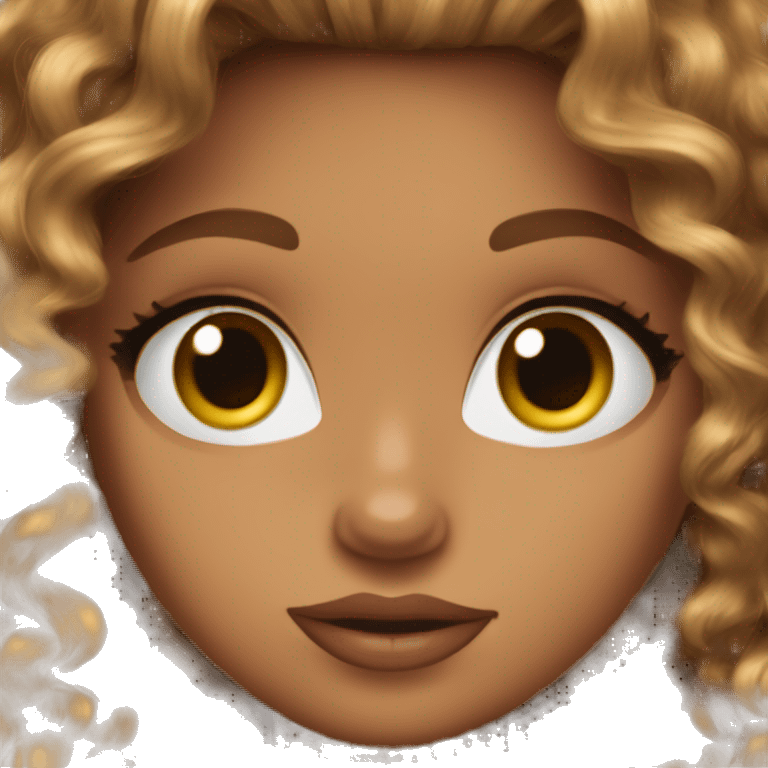 bratz doll face with brown curly hair emoji