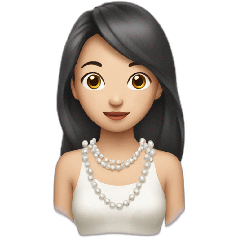 Asian girl clutching  pearls emoji