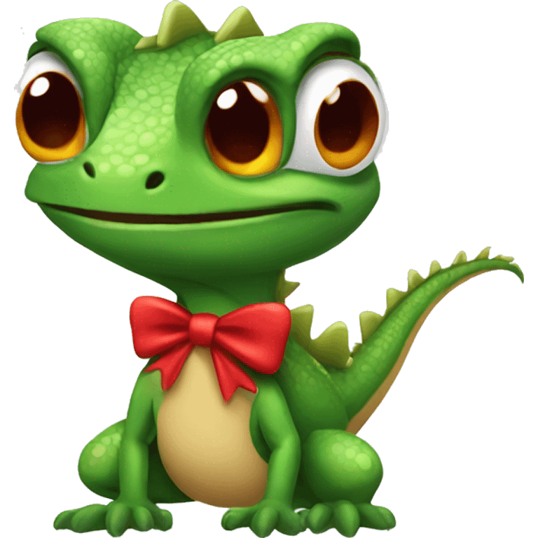 Lizard with red bow  emoji