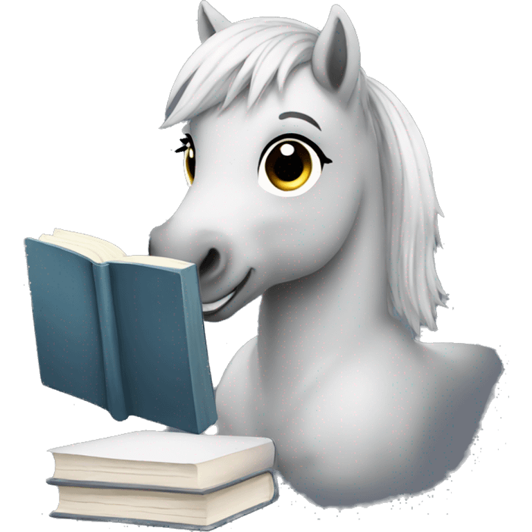 pony with a grey book emoji