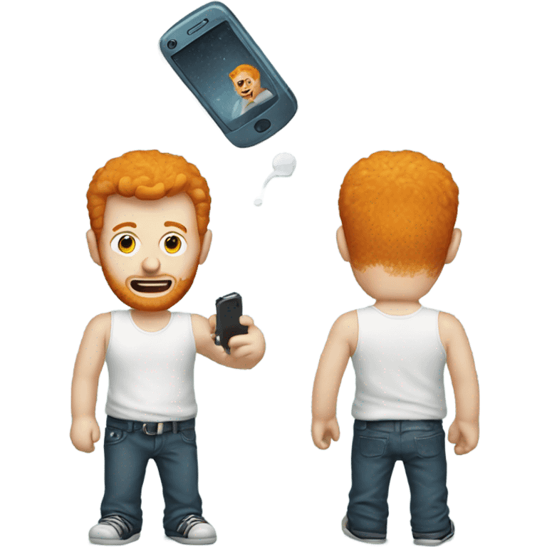 Ginger man with broken phone  emoji