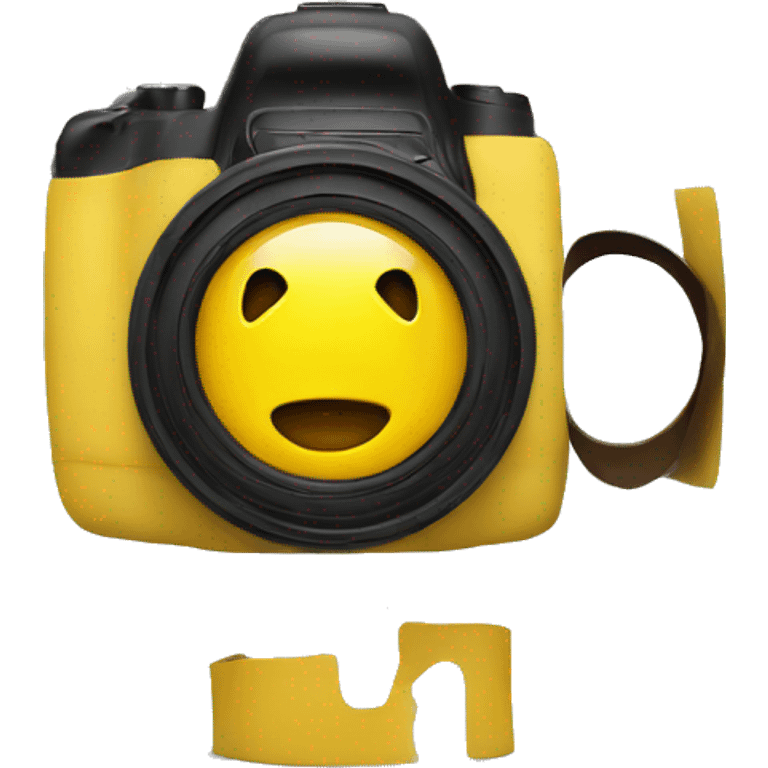 yellow emoji taking picture with camera emoji