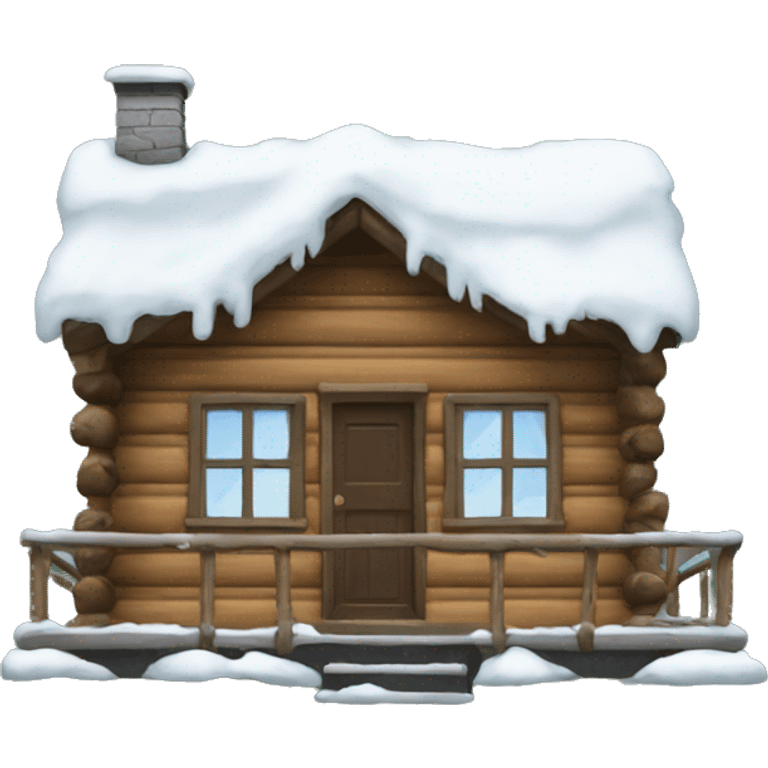 cabin with snow on roof emoji