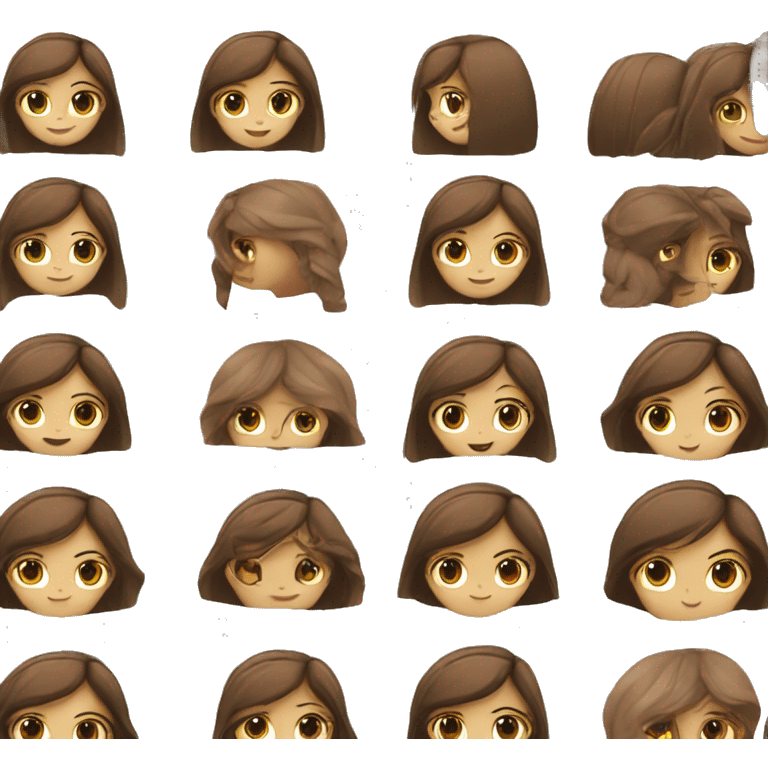 a girl with brown and straight hair and long emoji