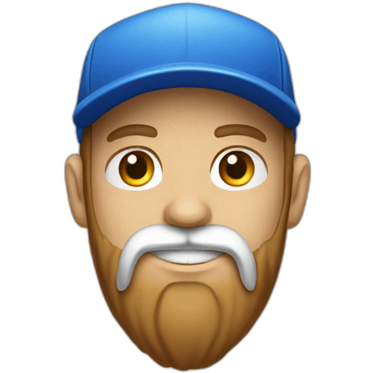 blue cap and white polo cleaner, with a brown beard emoji