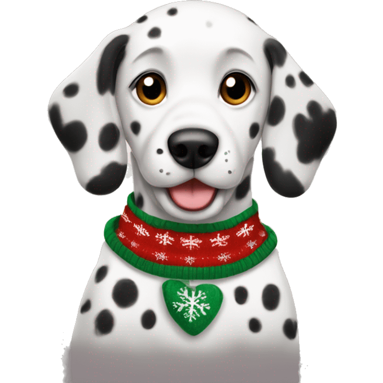 fluffy Dalmatian puppy in christmas sweater  emoji