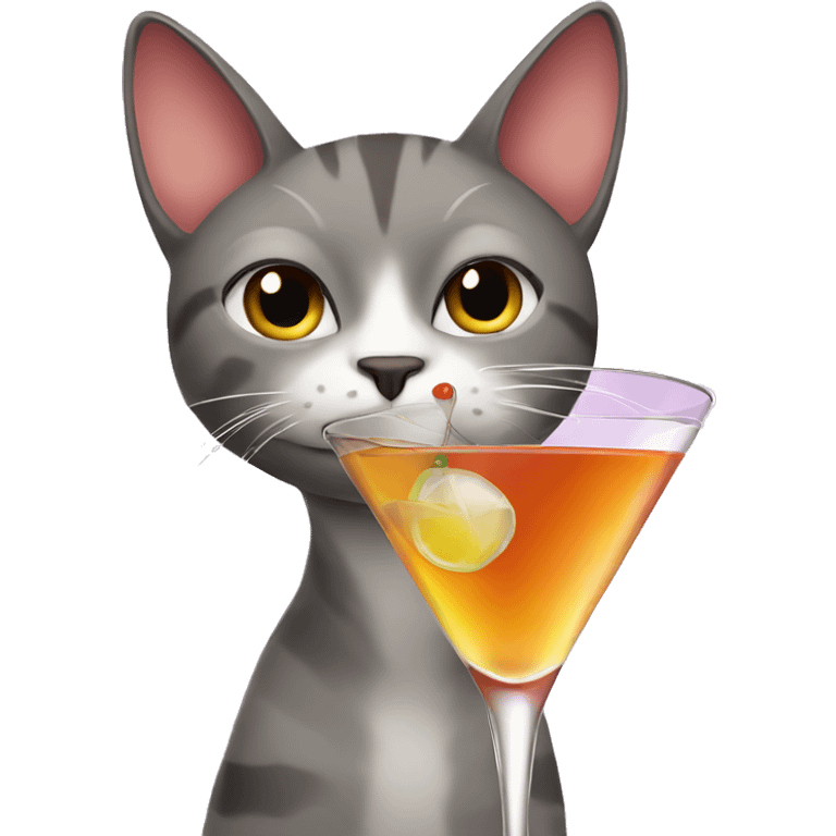 Cat drinking martini emoji