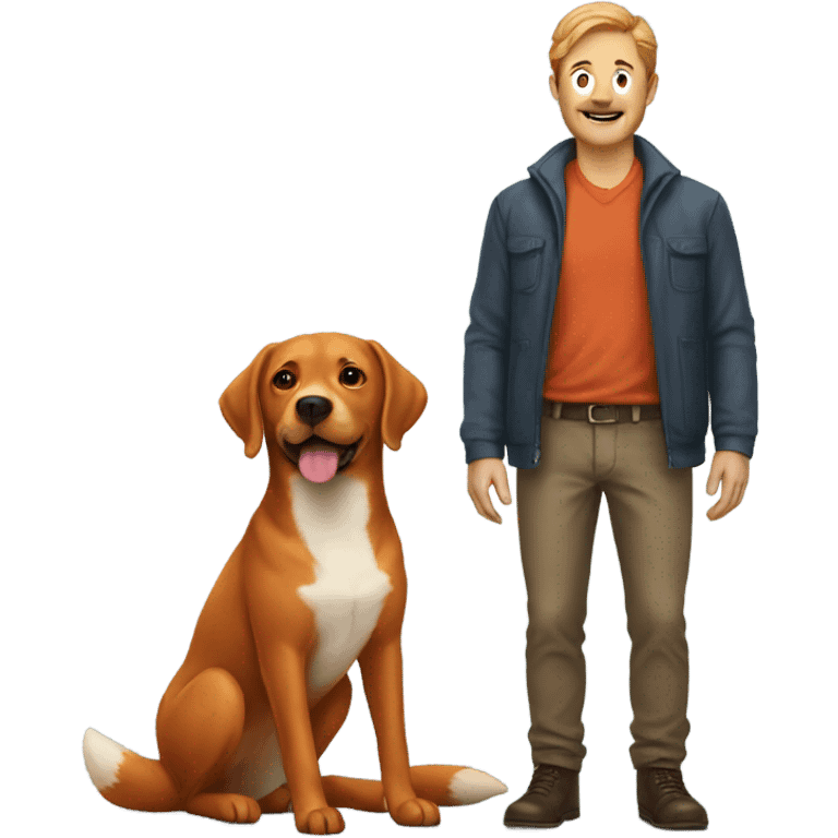  man and fox red labrador emoji