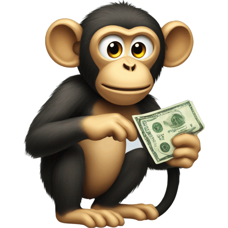 monkey with a bill in his hand with a humminbird emoji