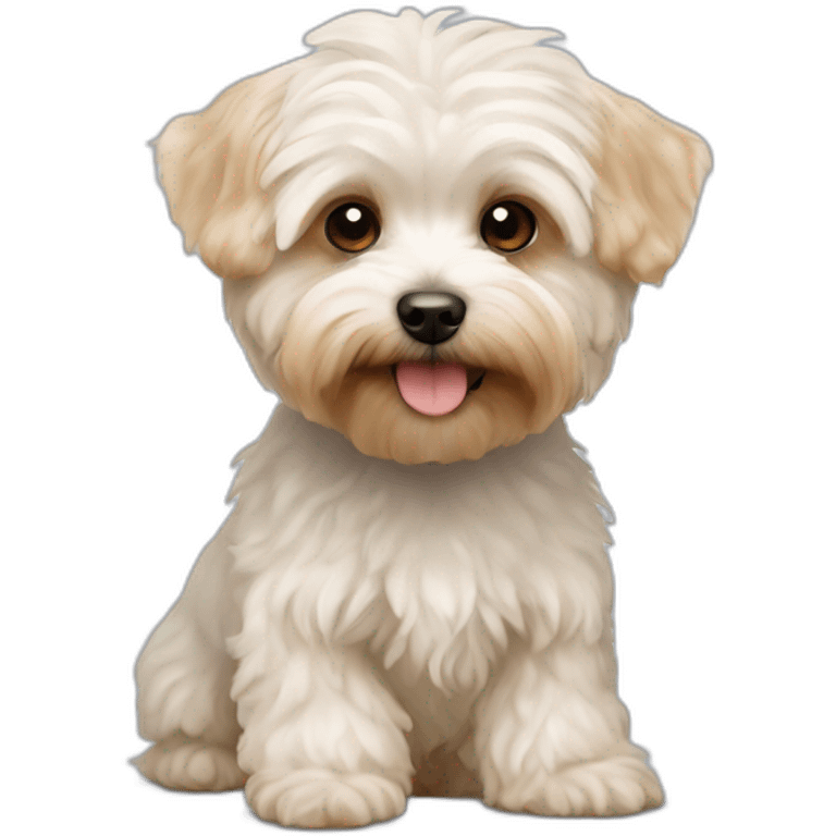 white maltipoo / yorkshire terrier mix with light brown ear emoji