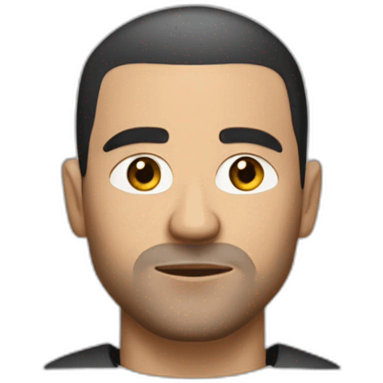 caucasian male mean thug with black short hair in a French Crop style Mid Fade styled down emoji