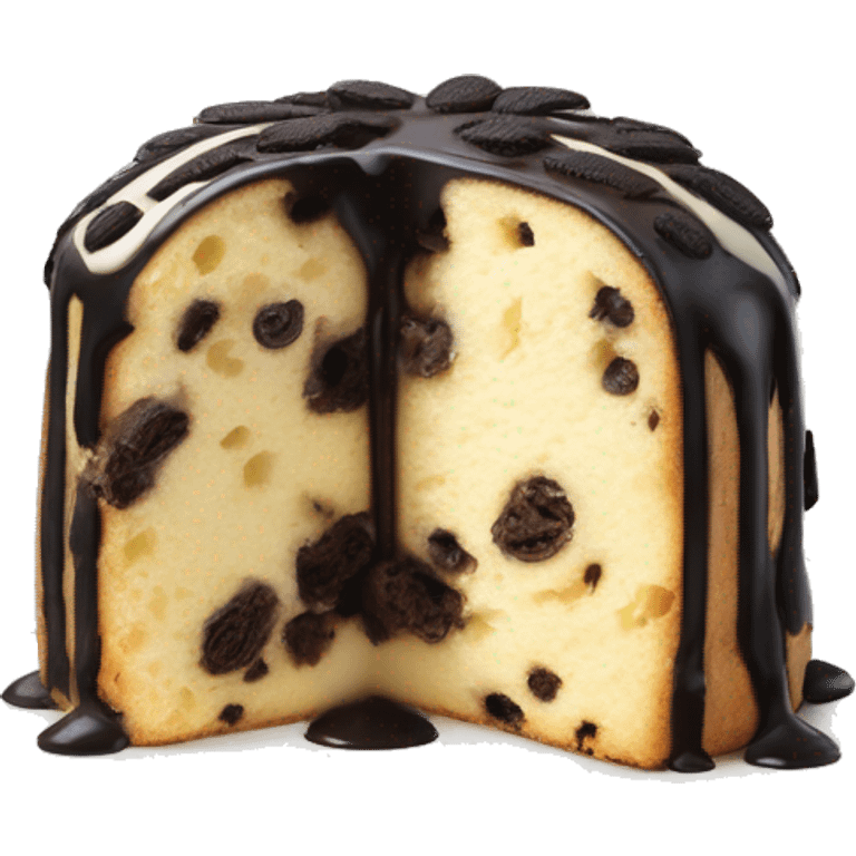 Oreo panettone, white chocolate drip emoji