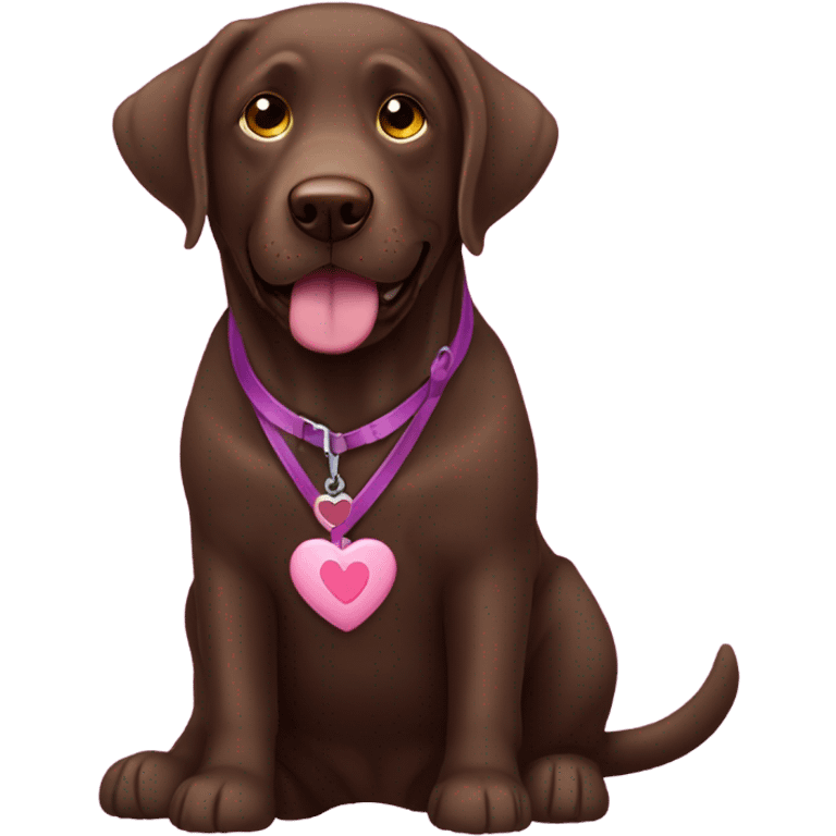 Chocolate lab, collar purple, valentine emoji